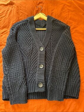 Eclipse Black Chunky V-Neck Button Cardigan